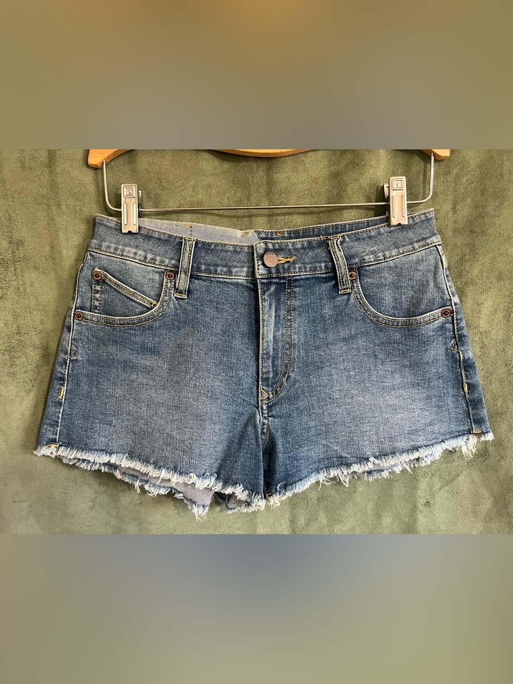 Volcom Classic Blue Denim Frayed Hem Women's Shorts